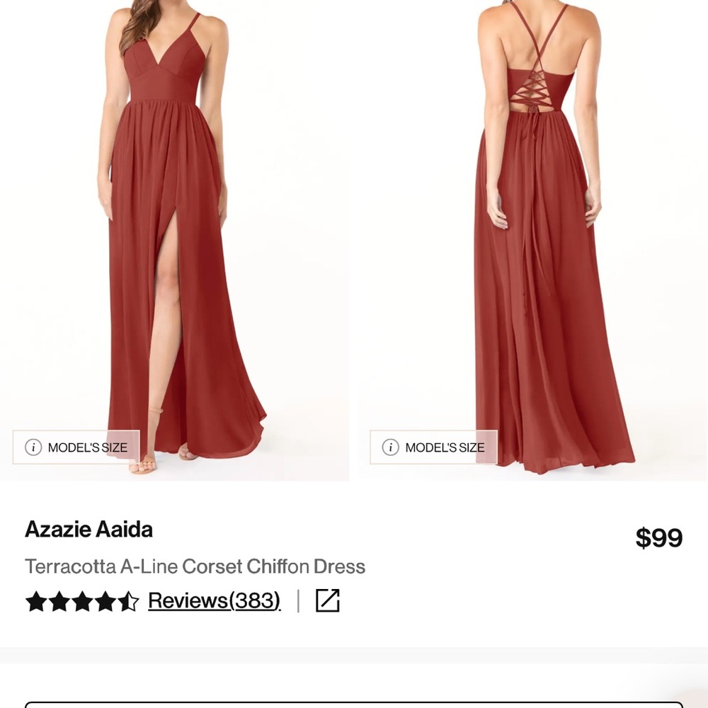 Azazie Aaida A-line Corset Chiffon Dress in Terracotta
